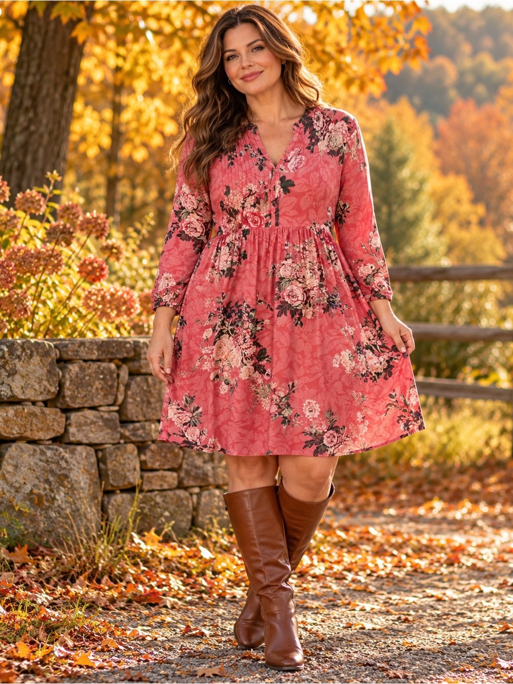 Peruvian Connection Rose Print Viscose Boho Dress XL Salmon Pink